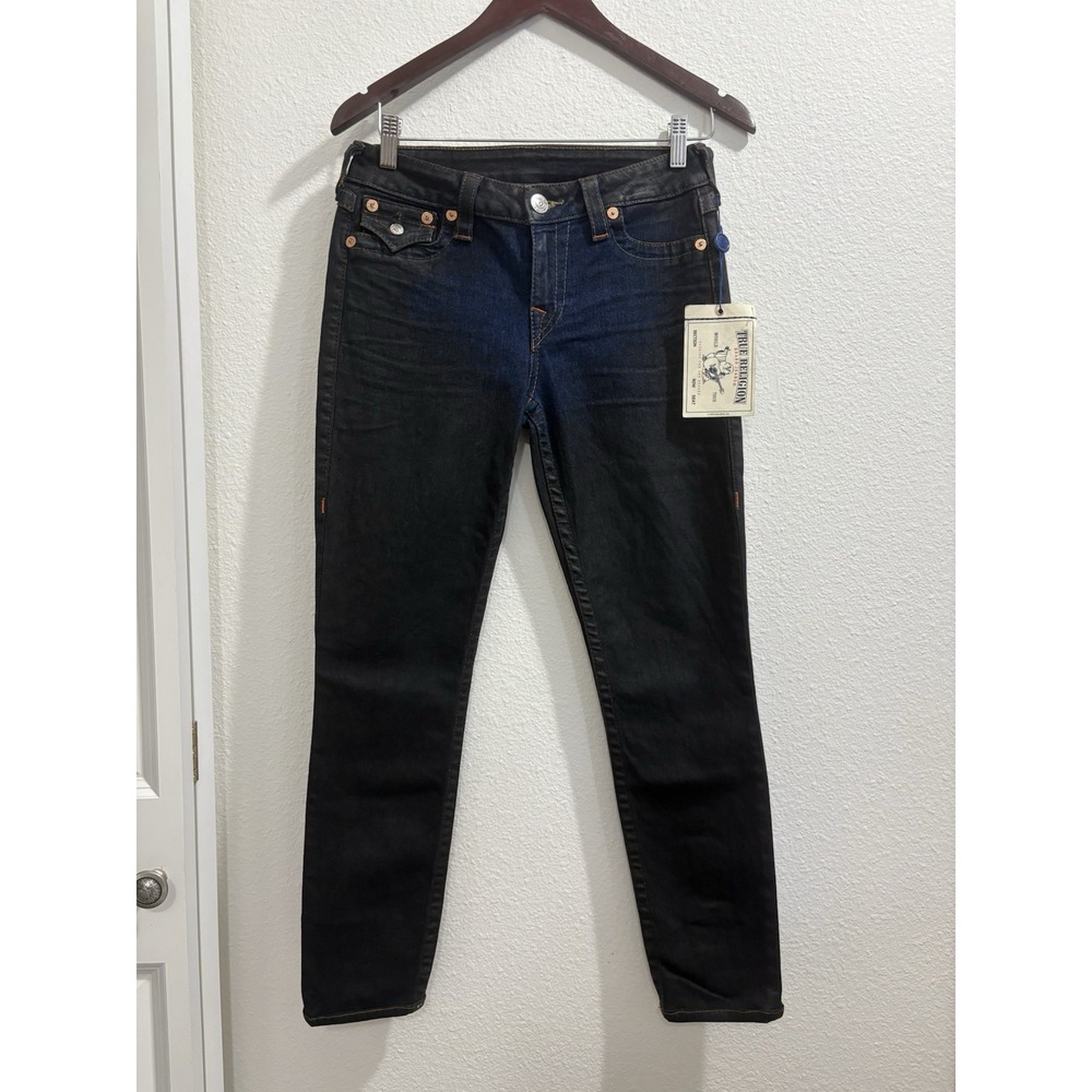 NWT‎ True Religion Jeans LEGGING WFLAPS OLDMULTI Denim Size 28 Distressed